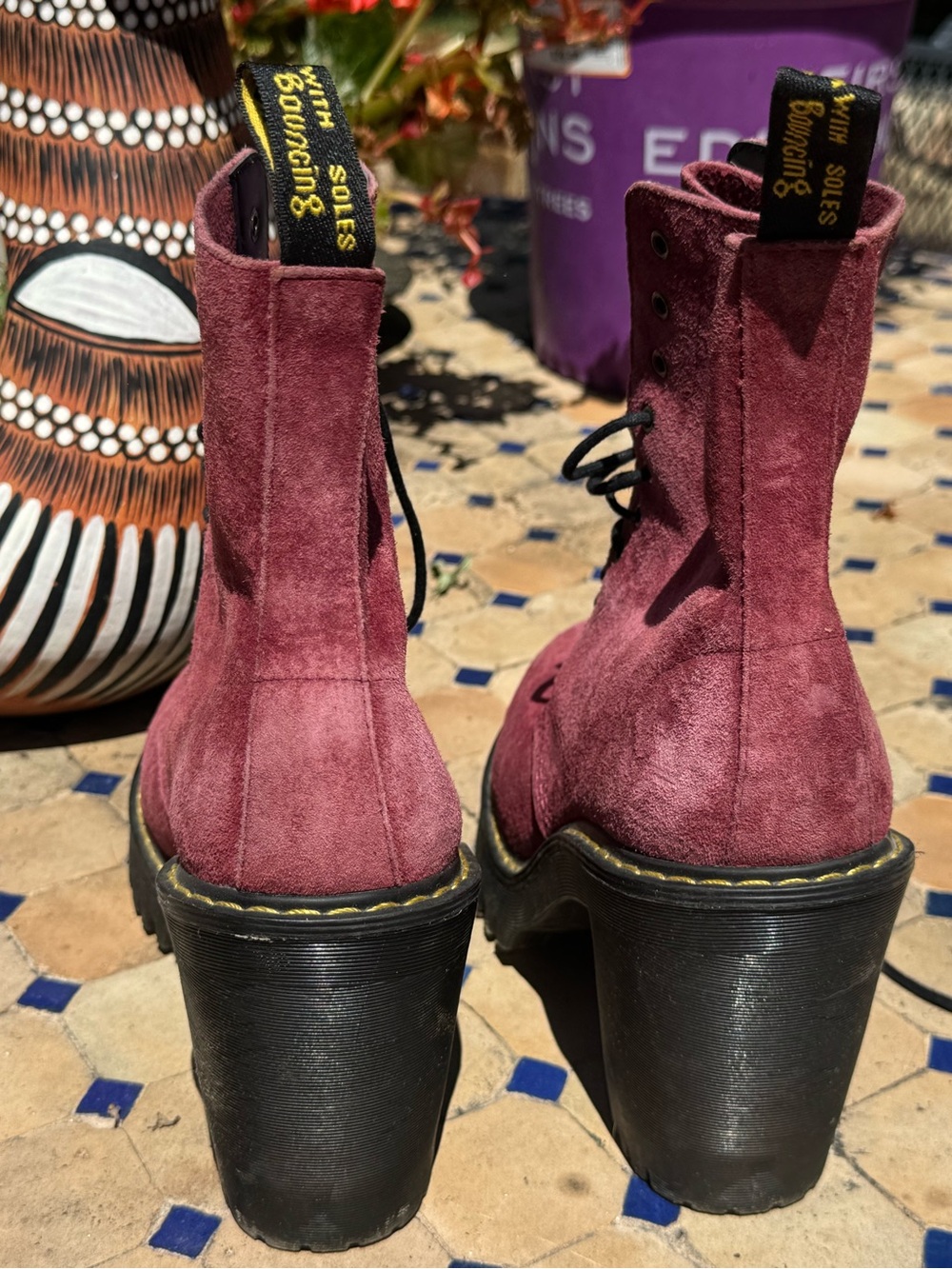 Dr. Martens Berry Velvet Lace-Up Platform Ankle Boots - Picture 3 of 5
